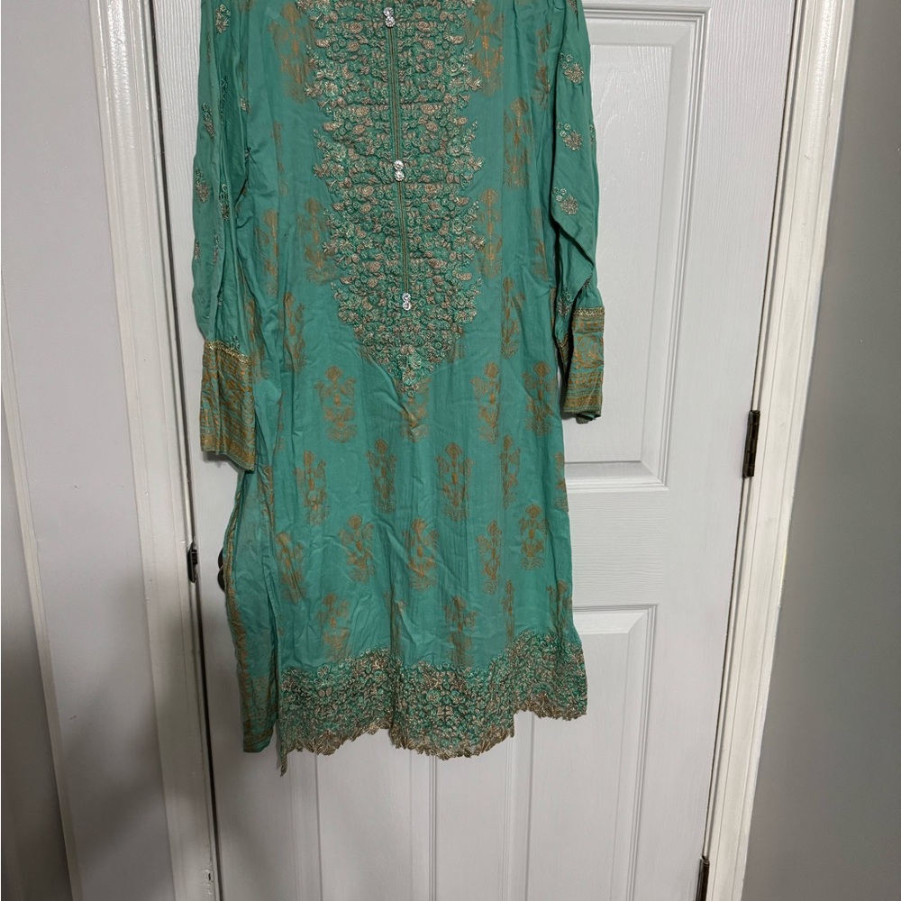 Teal and Gold Embroidered Tunic